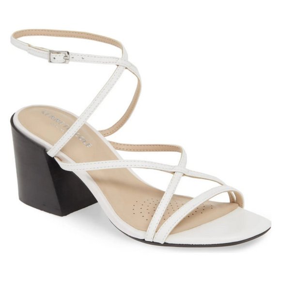 NEW Kenneth Cole New York Size 9 Women's Martha Strappy Block Heel Sandal, White - Picture 1 of 6
